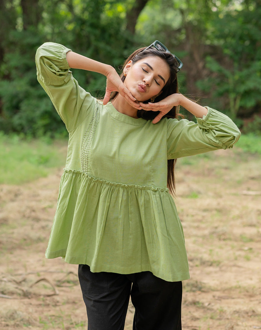 Pastel Green Peplum Top Pastel Green Peplum Top