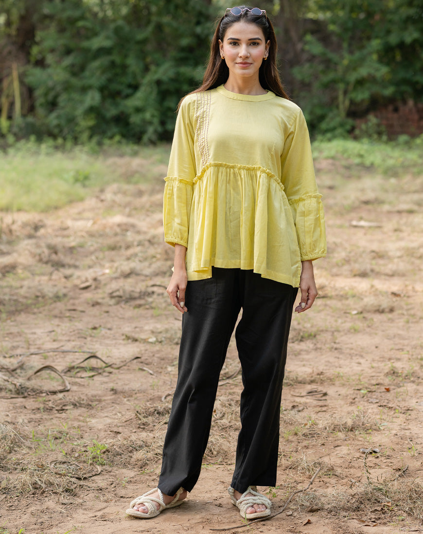Pastel Yellow Peplum Top