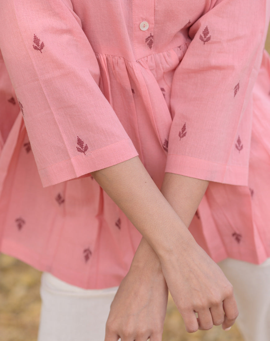 Peach Weave Peplum Top