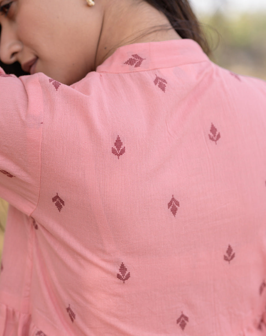 Peach Weave Peplum Top