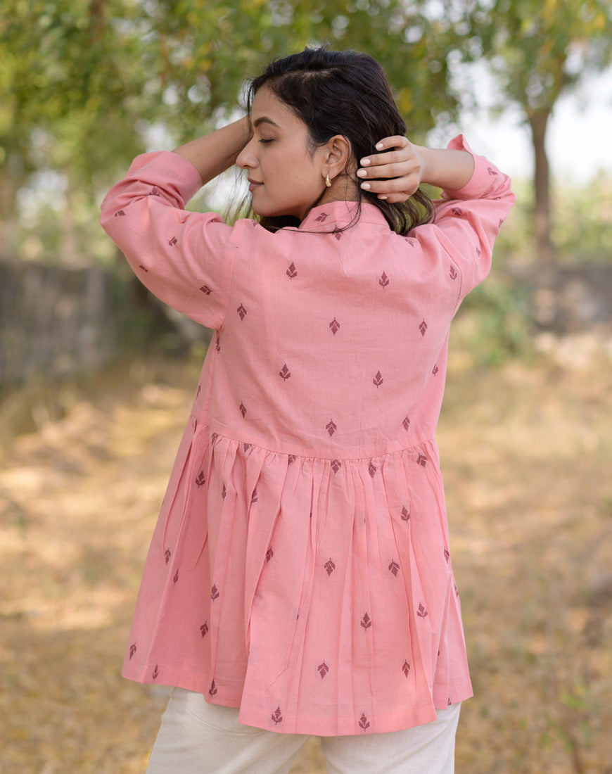 Peach Weave Peplum Top