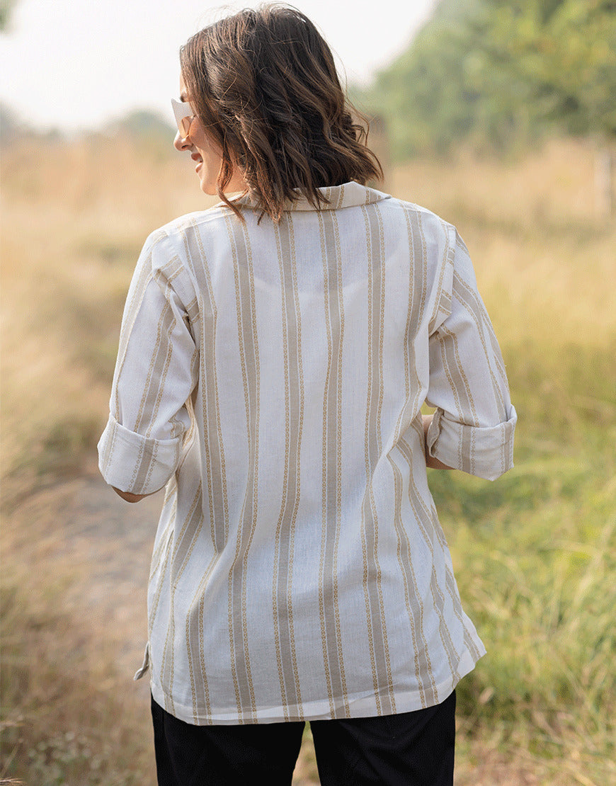 Pearl Cream Striped Shirt