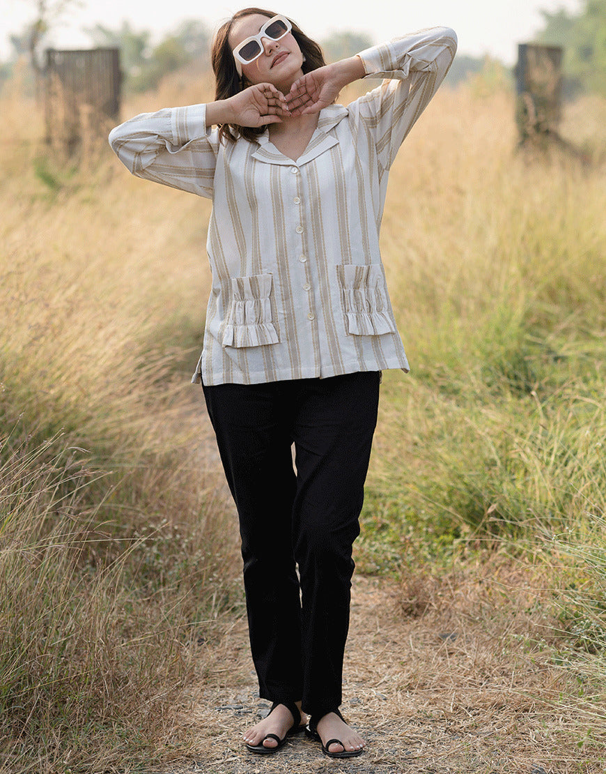 Pearl Cream Striped Shirt