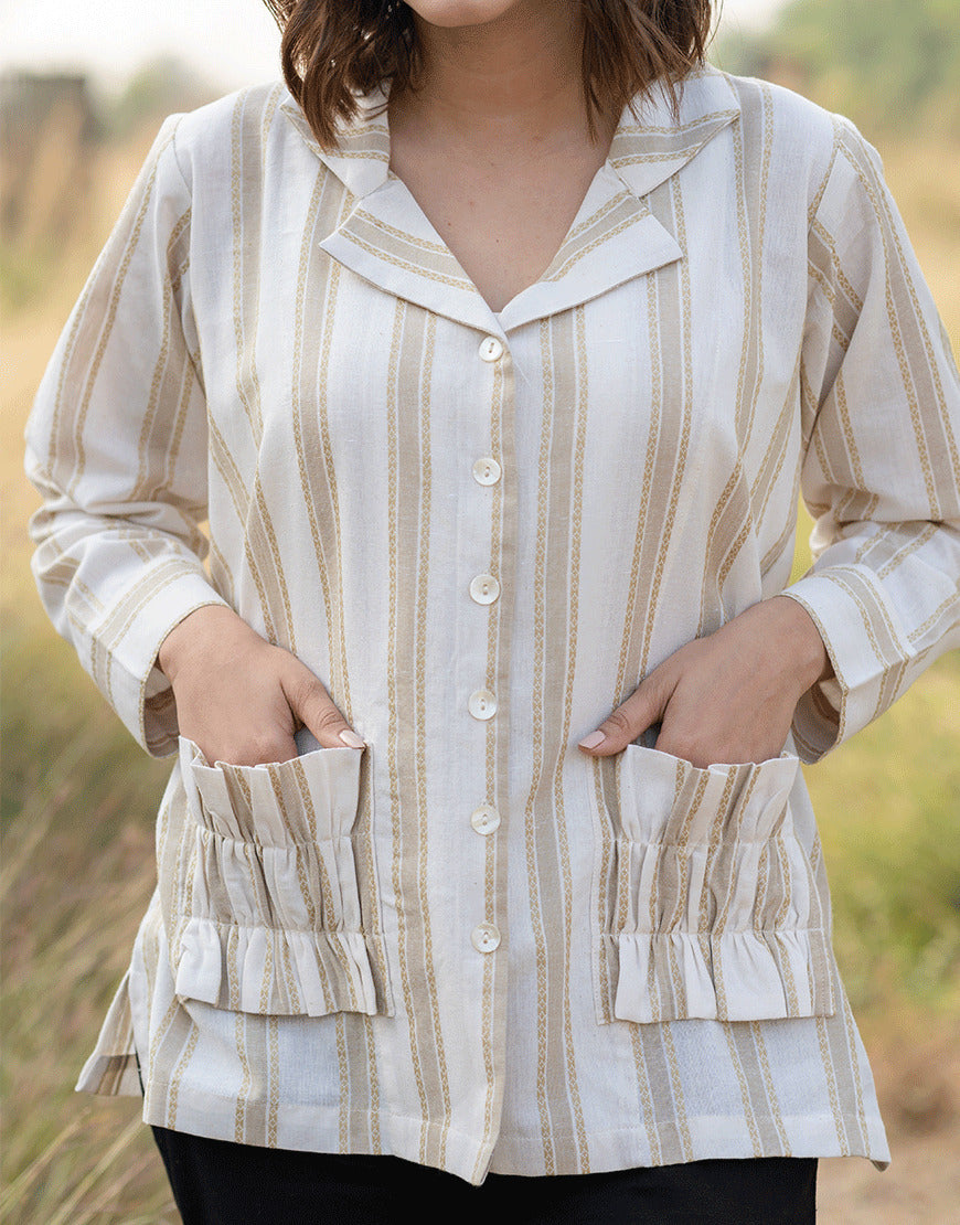 Pearl Cream Striped Shirt