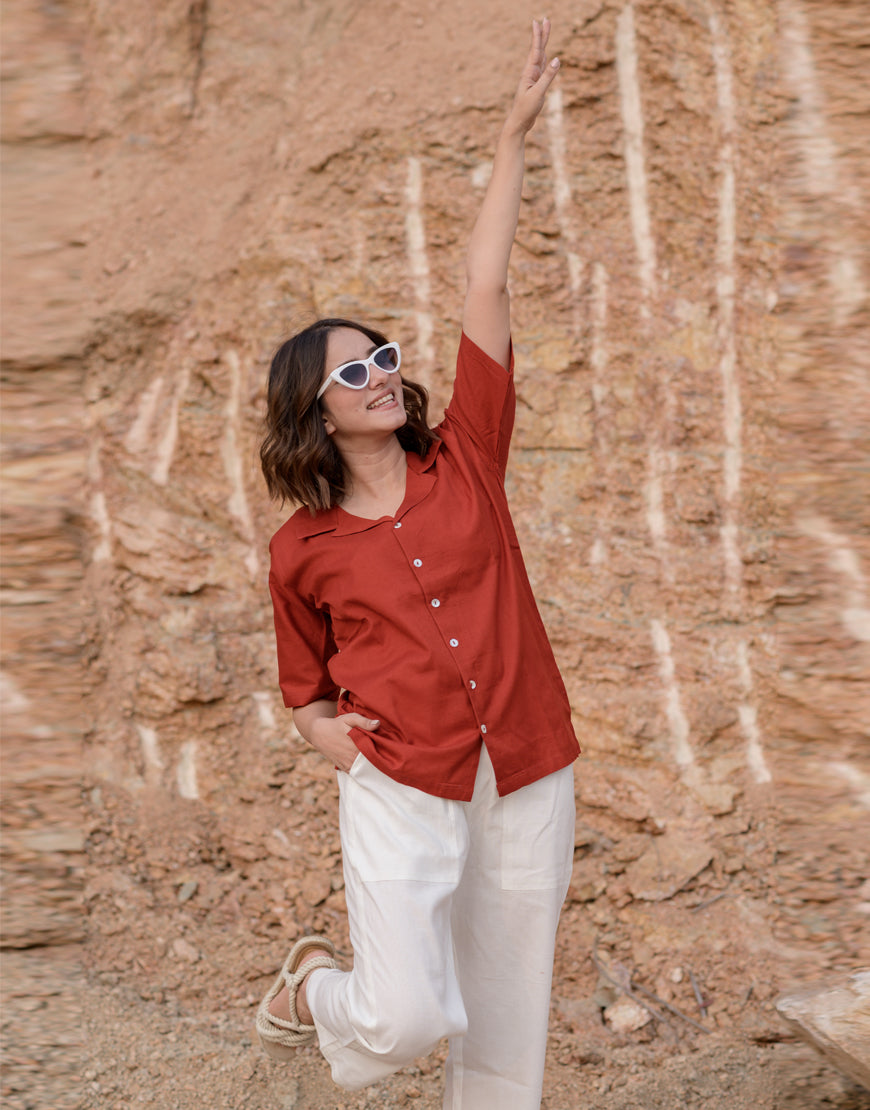 Persian Red Boxy Shirt