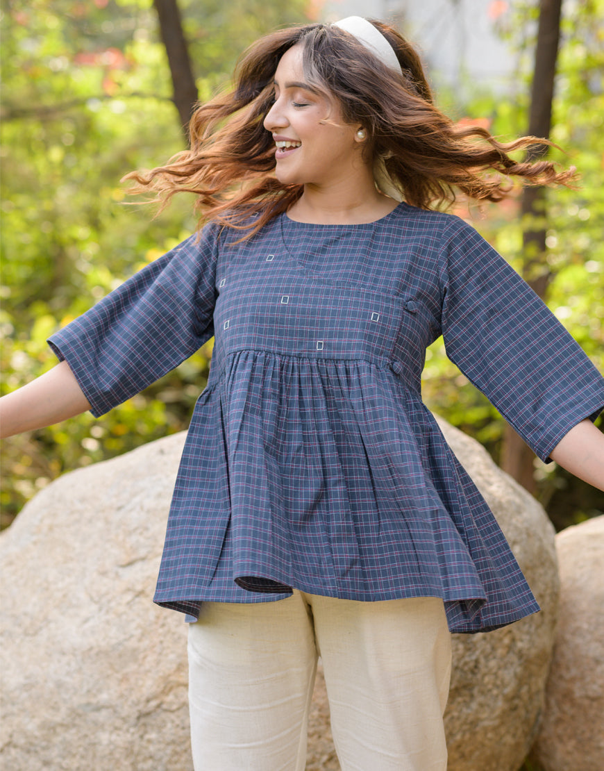 Pigeon Blue Peplum Top