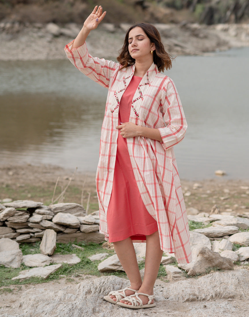 Pinky Red Jacket with Dress