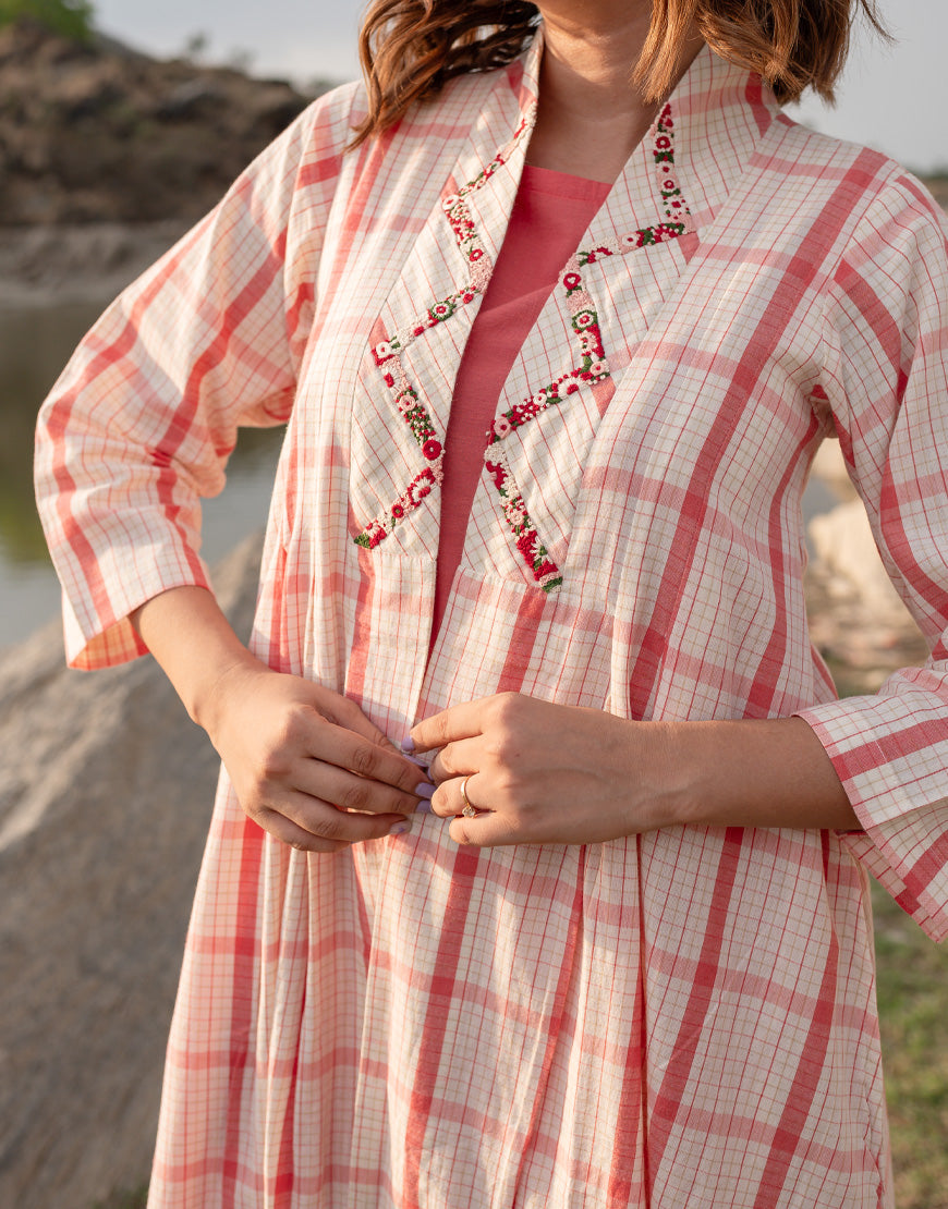 Pinky Red Jacket with Dress