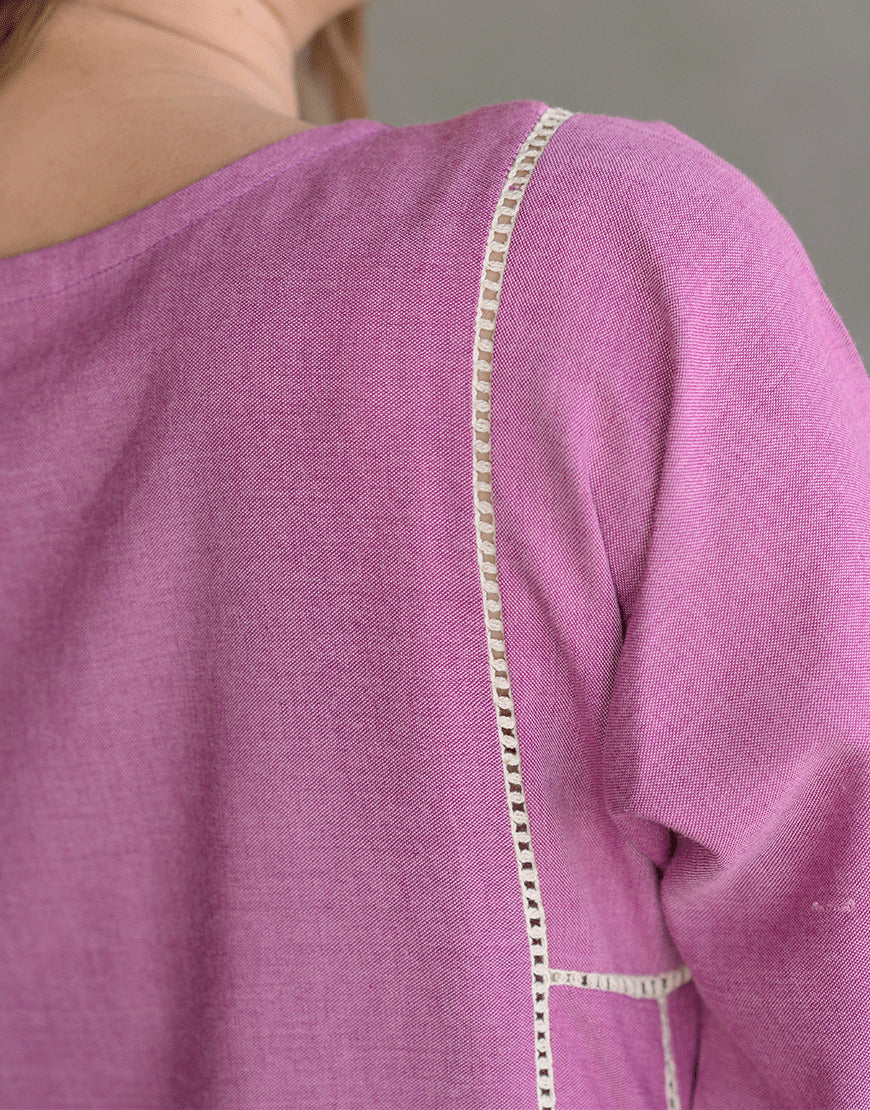 Plum Petal Embroidered Dress