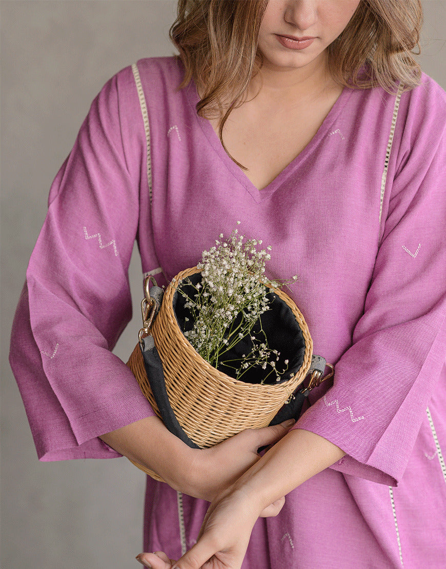 Plum Petal Embroidered Dress