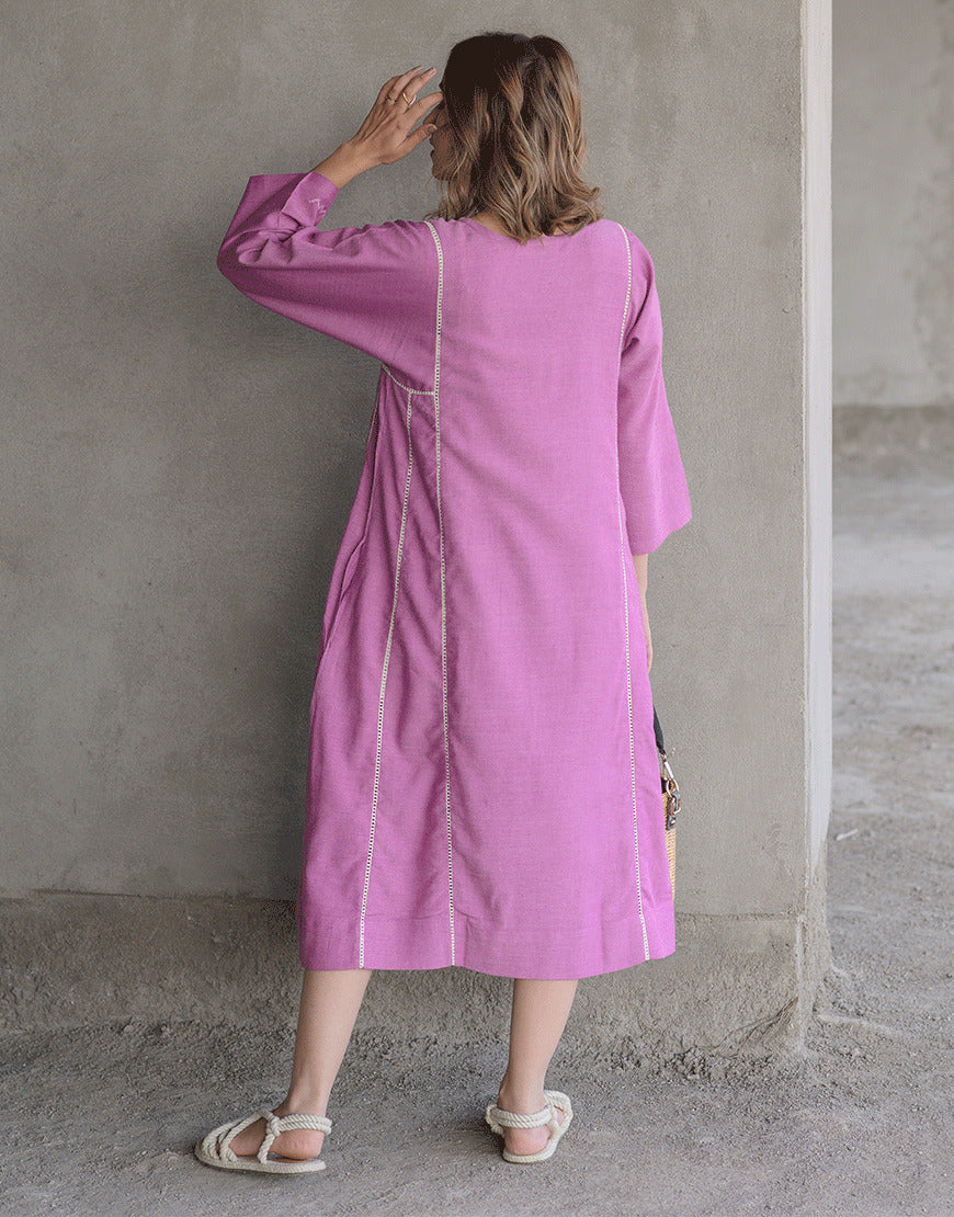 Plum Petal Embroidered Dress