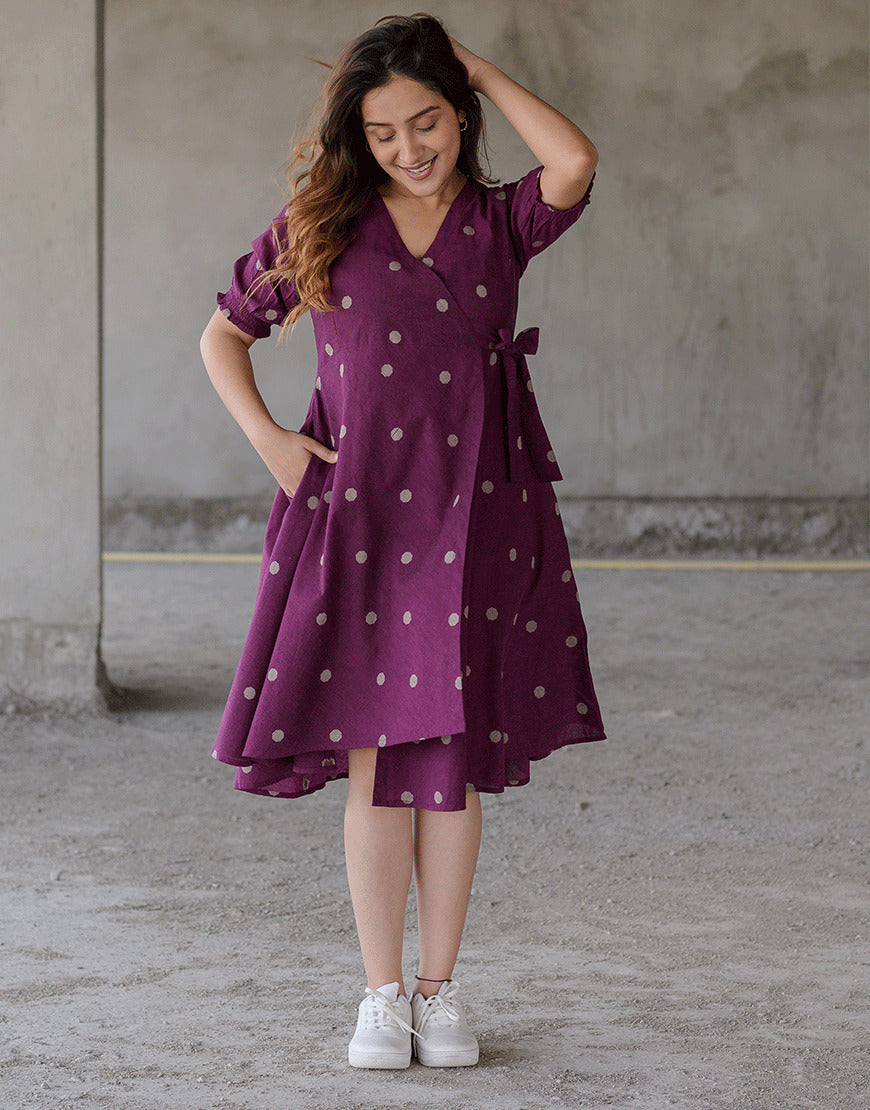 Regal Grape Weave Wrap Dress