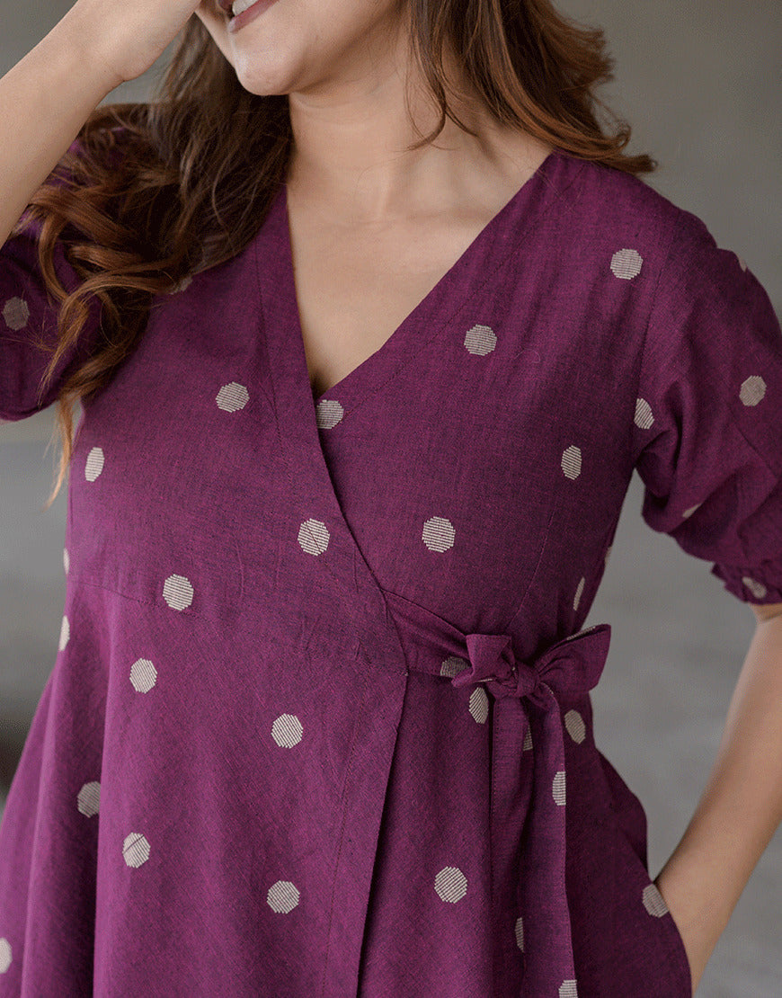 Regal Grape Weave Wrap Dress
