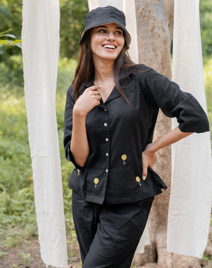 Royal Black Sunflower Shirt