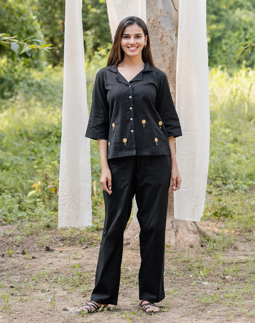 Royal Black Sunflower Shirt