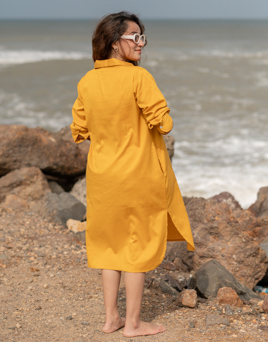Saffron Yellow Shirt Dress