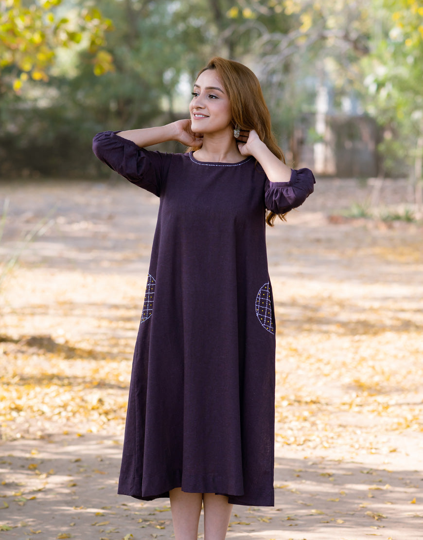 Violet Embroidered Dress