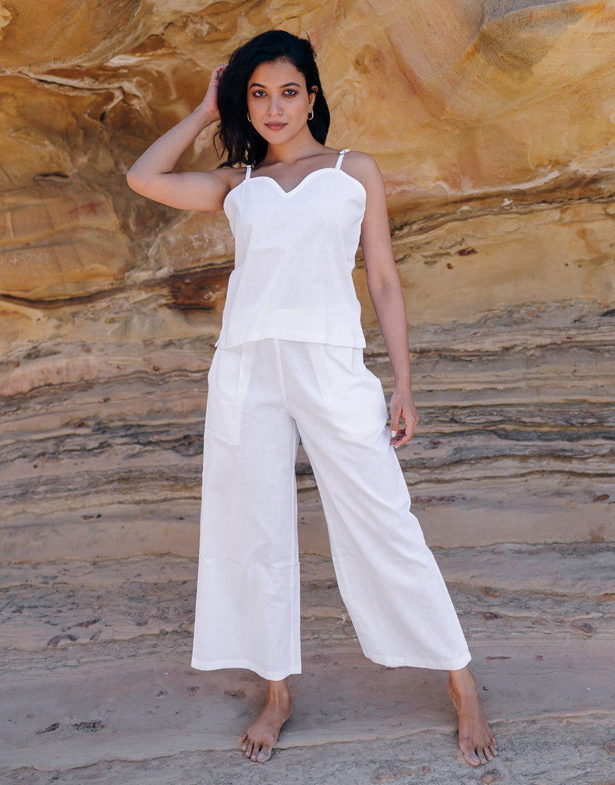 Powder White Cotton Camisole