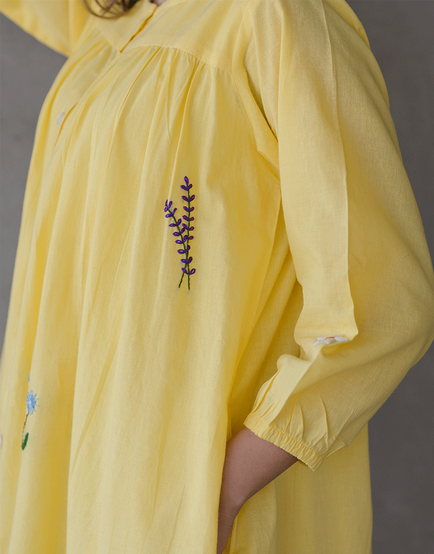 Yellow Breeze Embroidered Dress