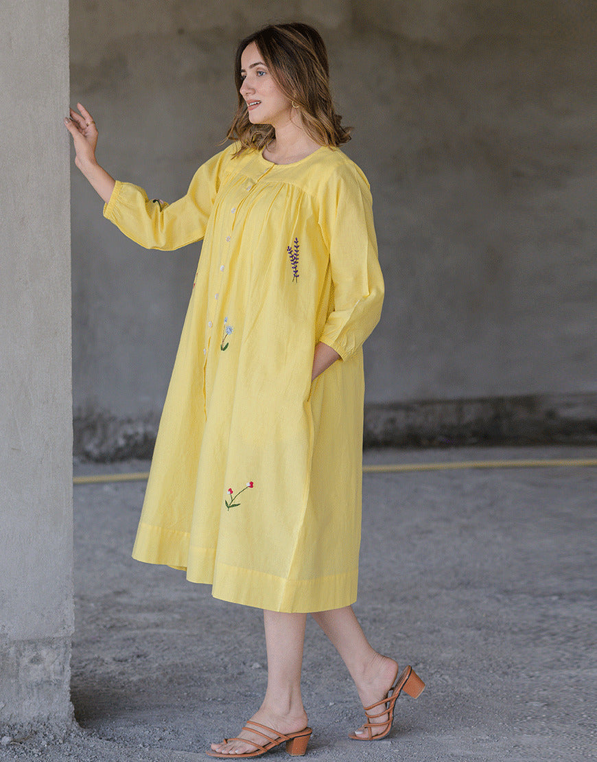 Yellow Breeze Embroidered Dress