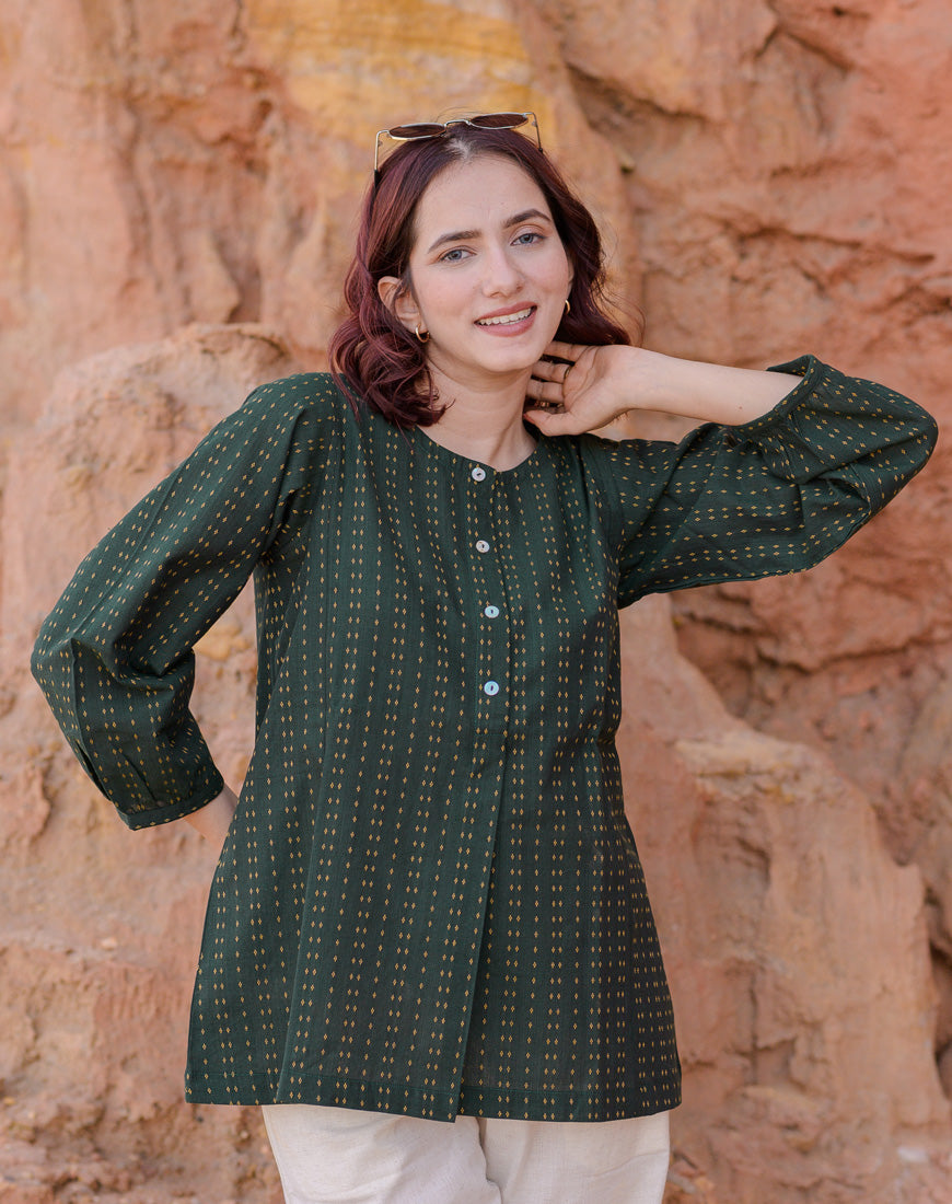 Deep Green Weave Top
