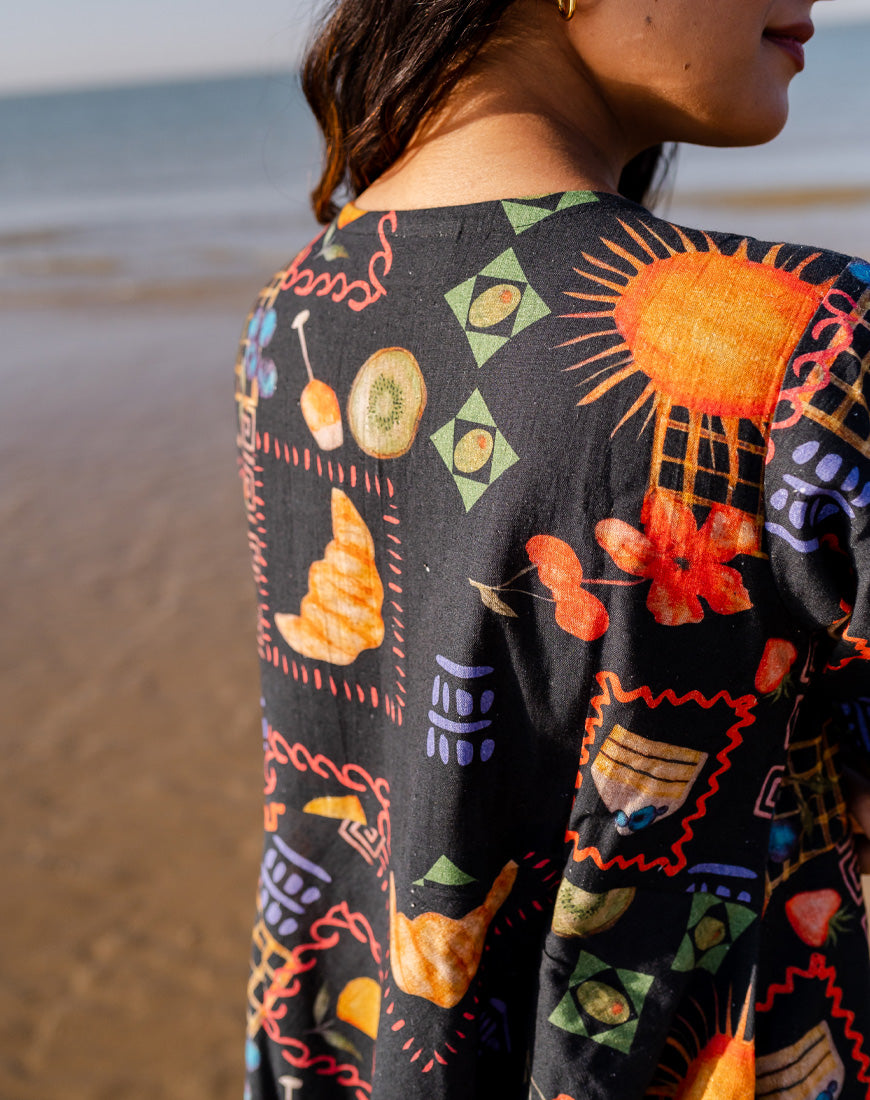 Galaxy Black Wrap Dress