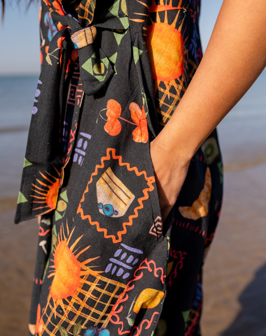 Galaxy Black Wrap Dress