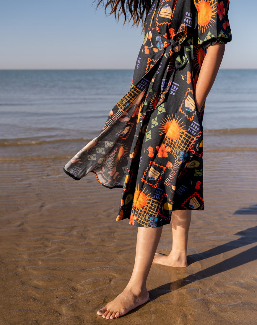 Galaxy Black Wrap Dress