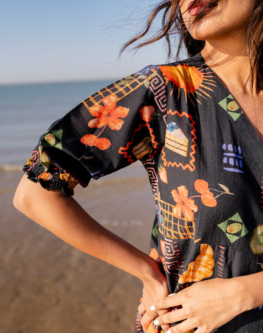 Galaxy Black Wrap Dress