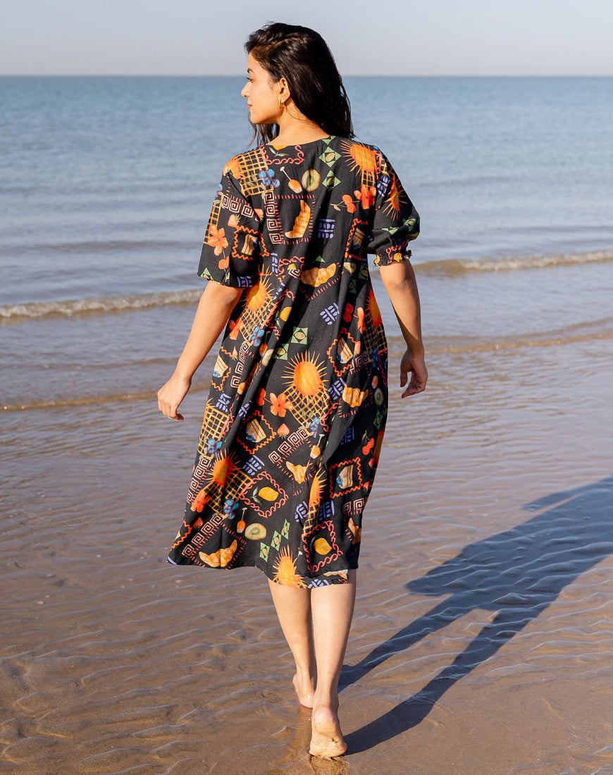 Galaxy Black Wrap Dress