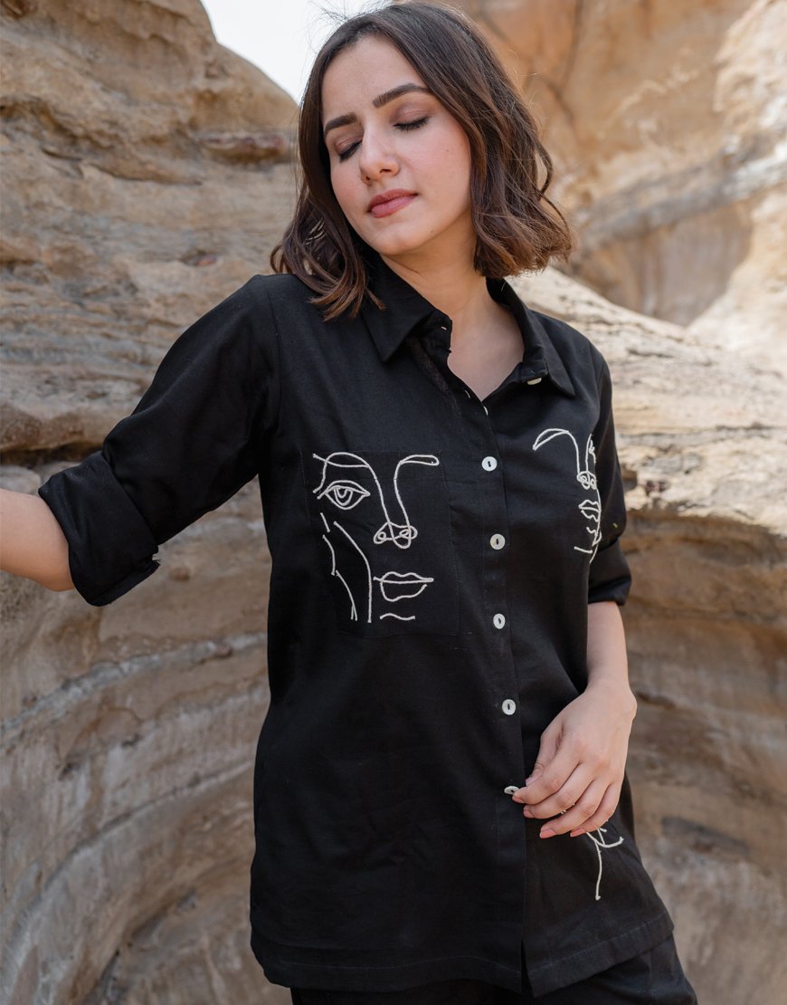 Artsy Black Co-ord Set Shirt & Pant