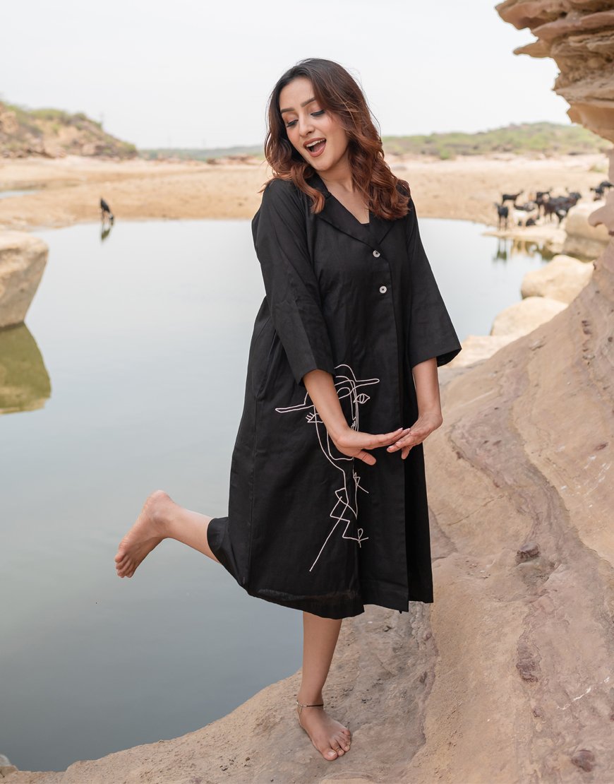 Artsy Black Blazer Dress