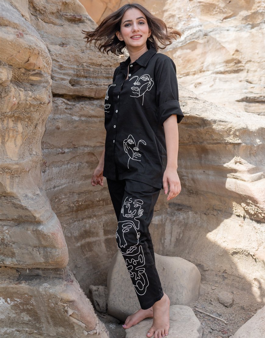 Artsy Black Co-ord Set Shirt & Pant