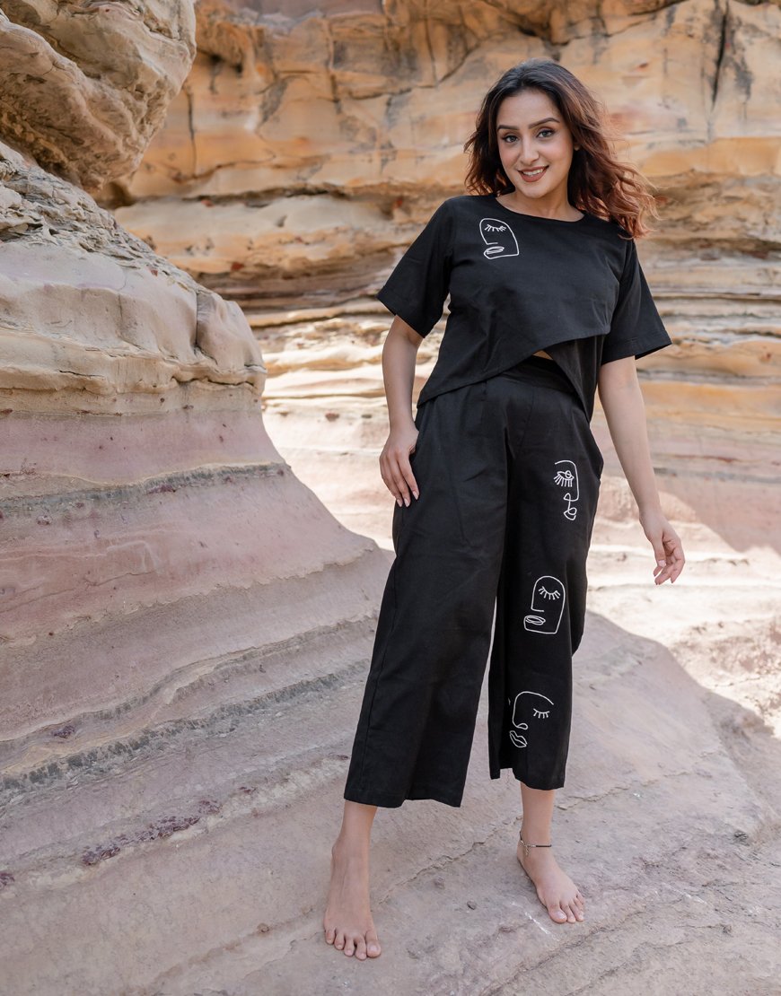 Artsy Black Co-ord Set Top & Palazzo
