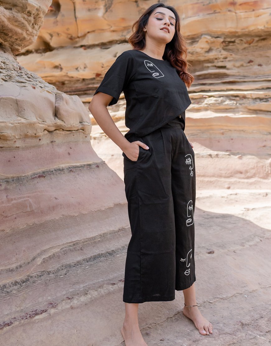 Artsy Black Co-ord Set Top & Palazzo