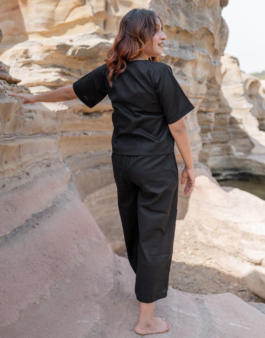 Artsy Black Co-ord Set Top & Palazzo