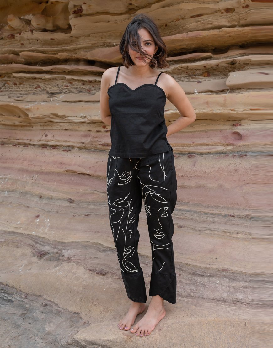 Artsy Black Criss-Cross Pants