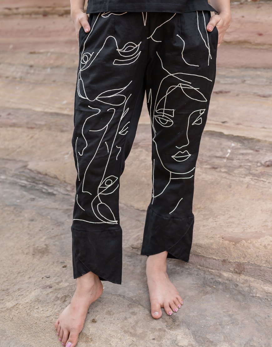 Artsy Black Criss-Cross Pants