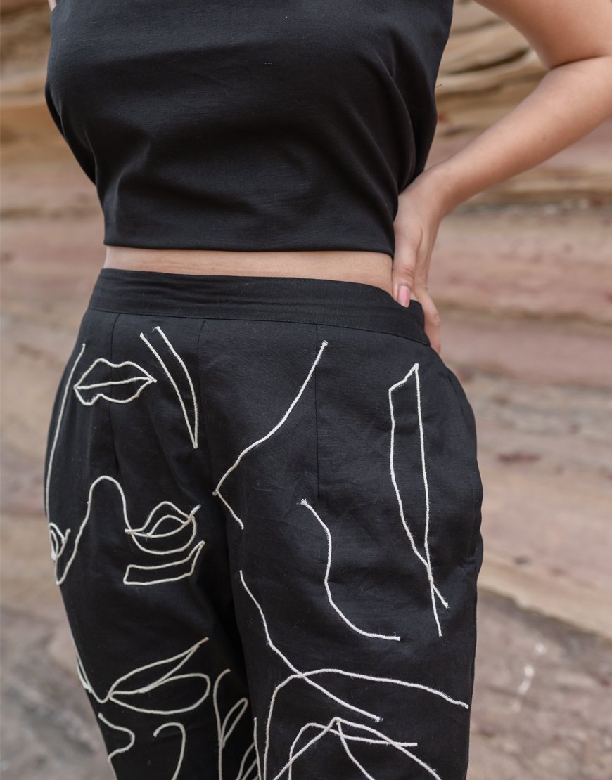 Artsy Black Criss-Cross Pants