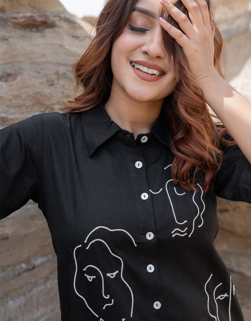 Artsy Black Shirt Dress