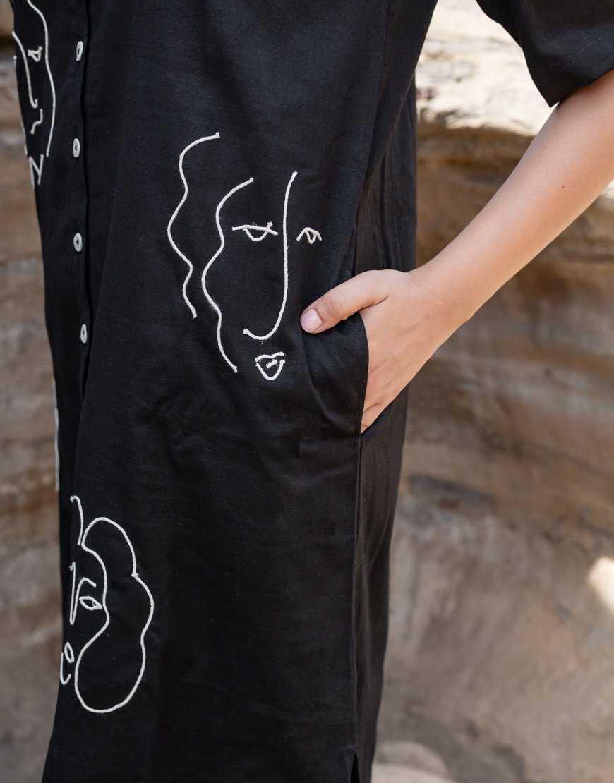 Artsy Black Shirt Dress