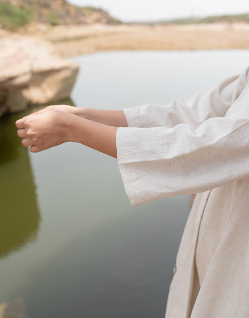 Artsy Khadi Cream Blazer Dress