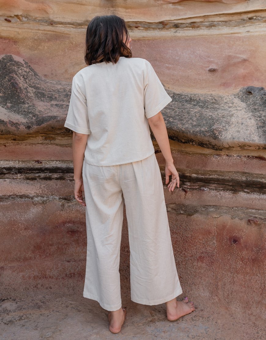 Artsy Khadi Cream Co-ord Set Top & Palazzo