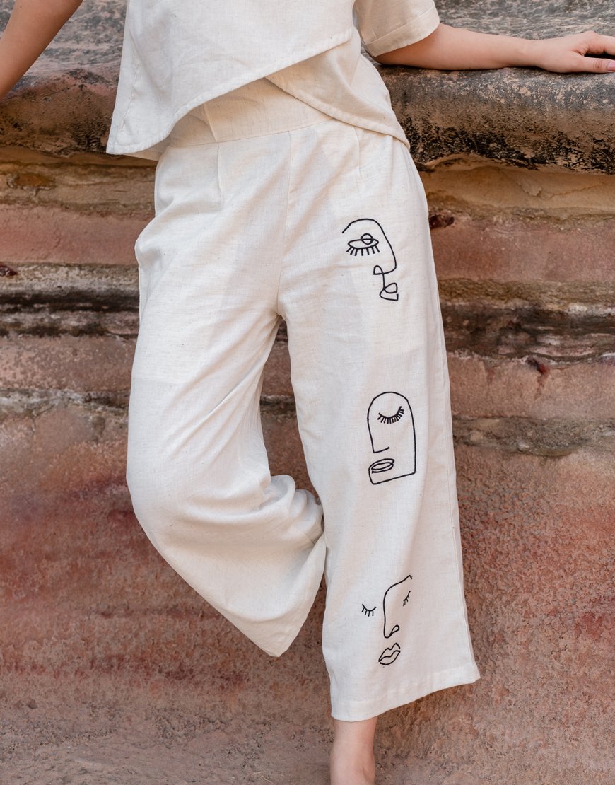 Artsy Khadi Cream Co-ord Set Top & Palazzo