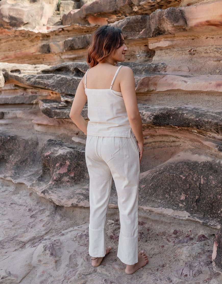 Artsy Khadi Cream Criss-Cross Pants