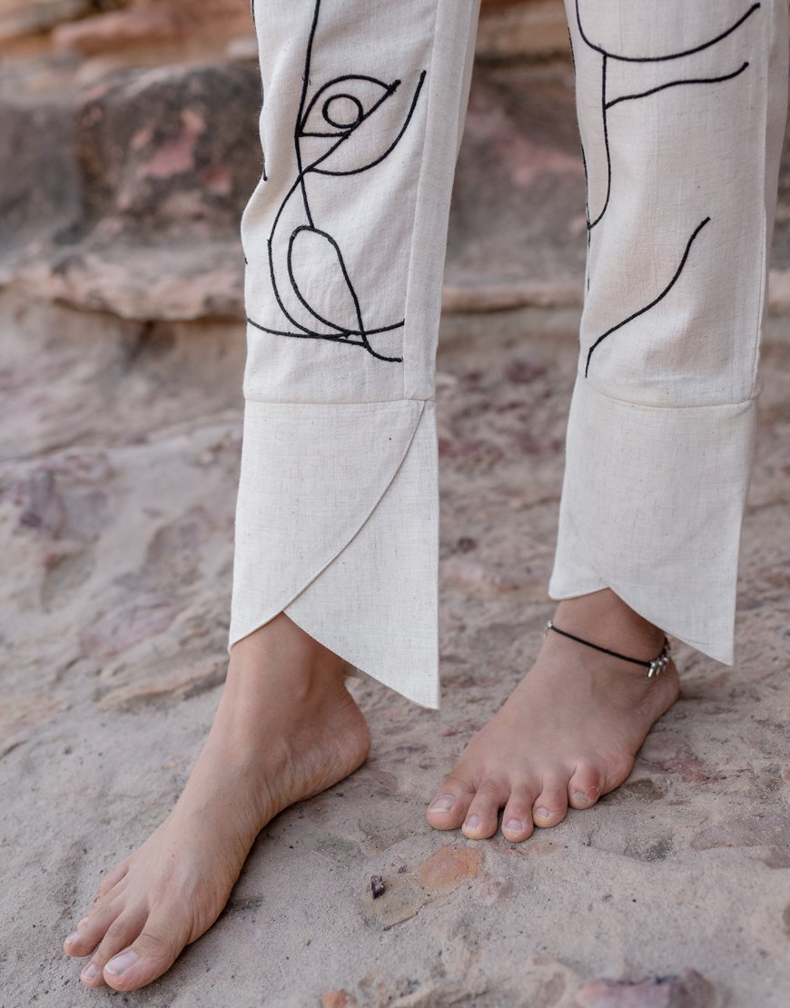 Artsy Khadi Cream Criss-Cross Pants