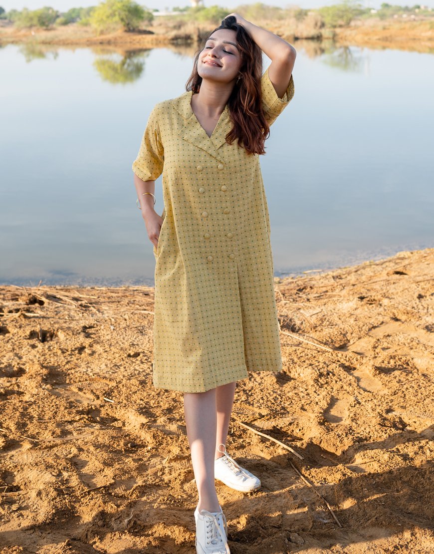 Biscotti Yellow Weave Dress