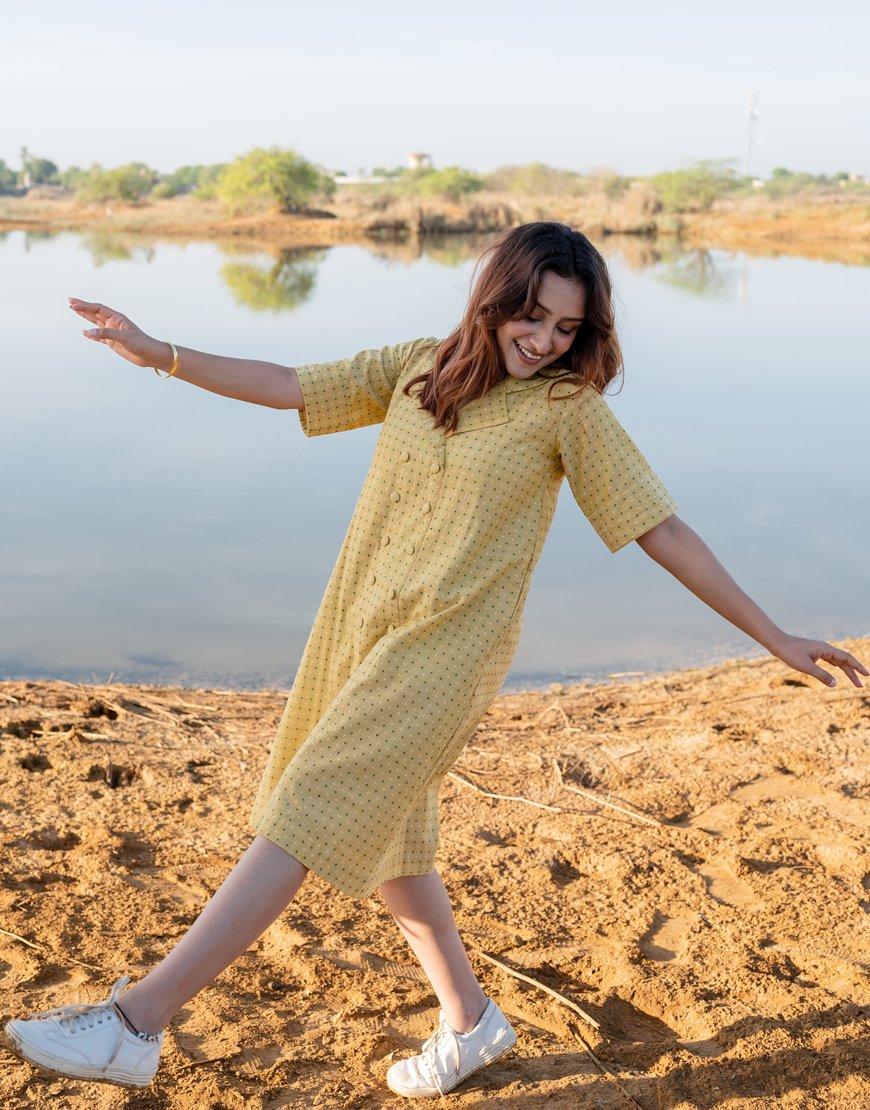 Biscotti Yellow Weave Dress