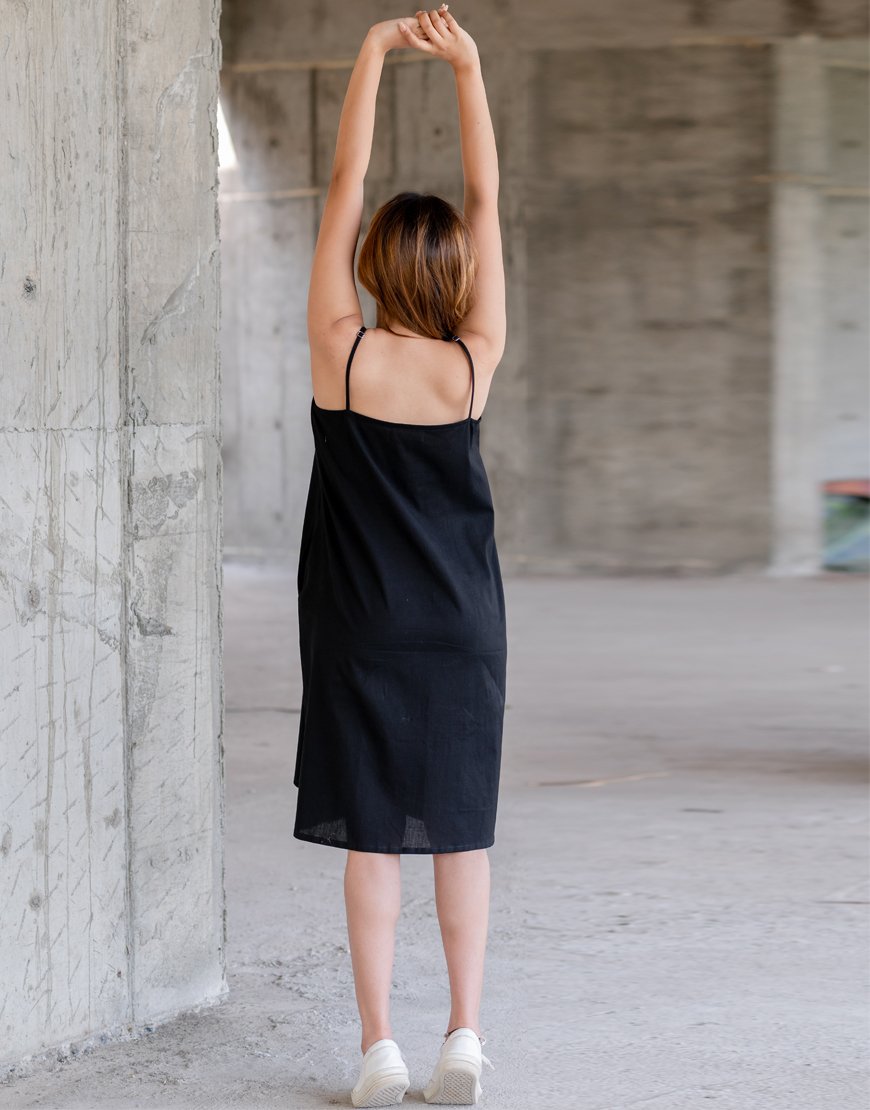 Black Artsy Spaghetti Dress