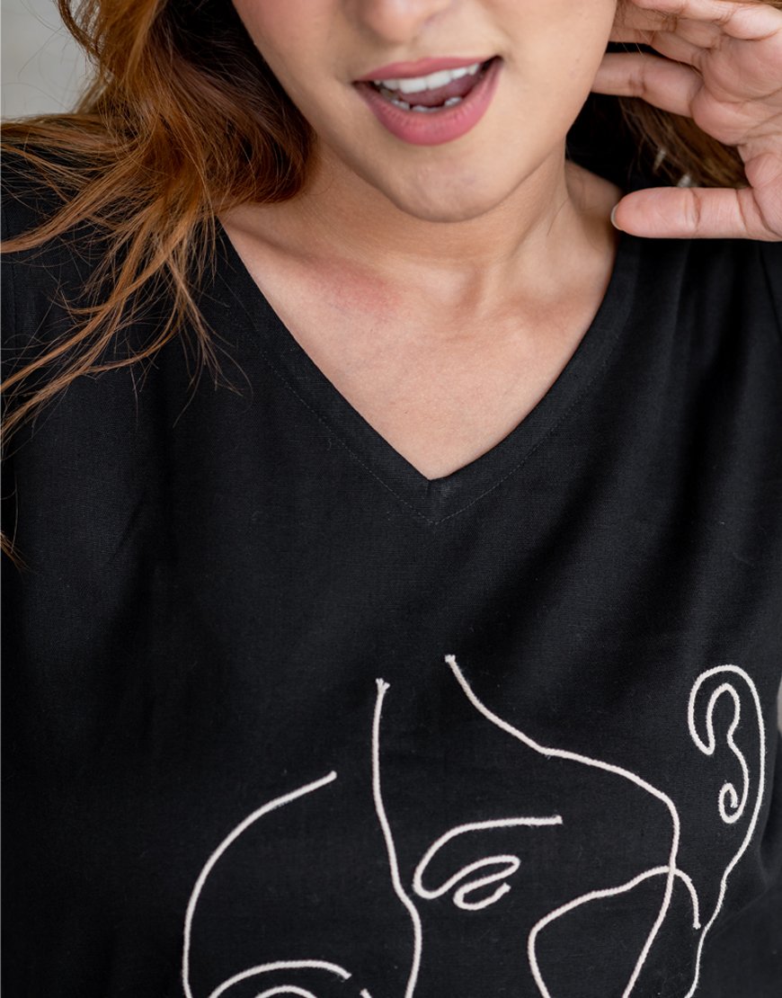 Black Artsy Top